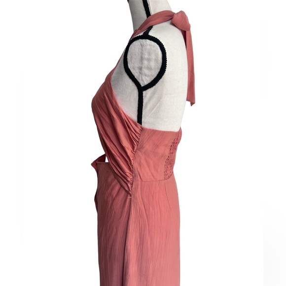 Line and Dot Peach Criss Cross back Ankle Length Dress size M - Picture 3 of 4